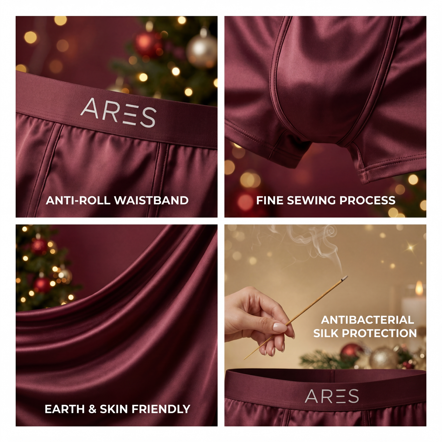 Boxershorts i förstklassig siden | Komfort hela dagen Vinröd (NY)