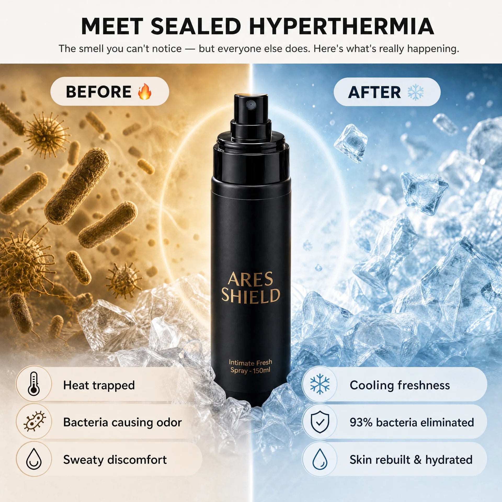 ARES Shield - antibakteriell intim skyddsspray för män